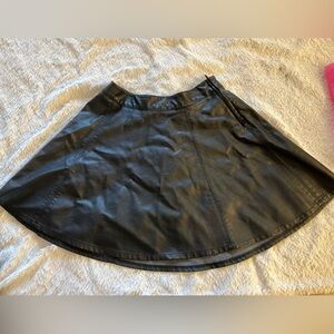 Black Faux Leather Skater Skirt